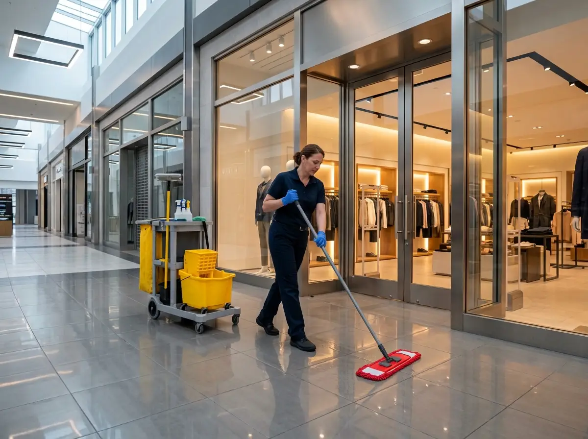 mopping store entrance