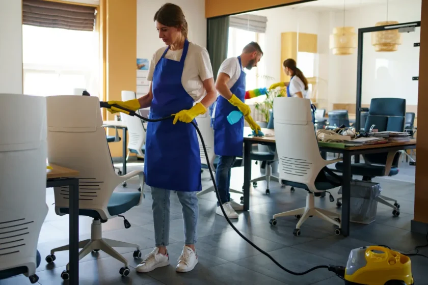 cleaning the office